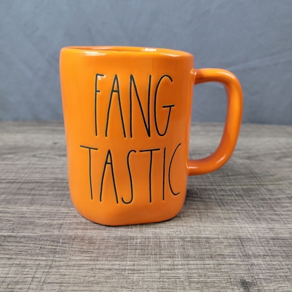 Rae Dunn Artisan Collection Orange Ceramic Farmhouse Fang Tastic Mug